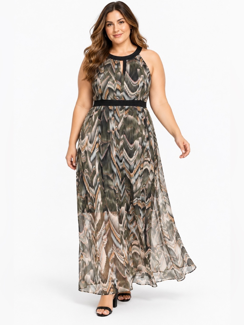 City Chic Halter Keyhole Chiffon Maxi Dress 16
